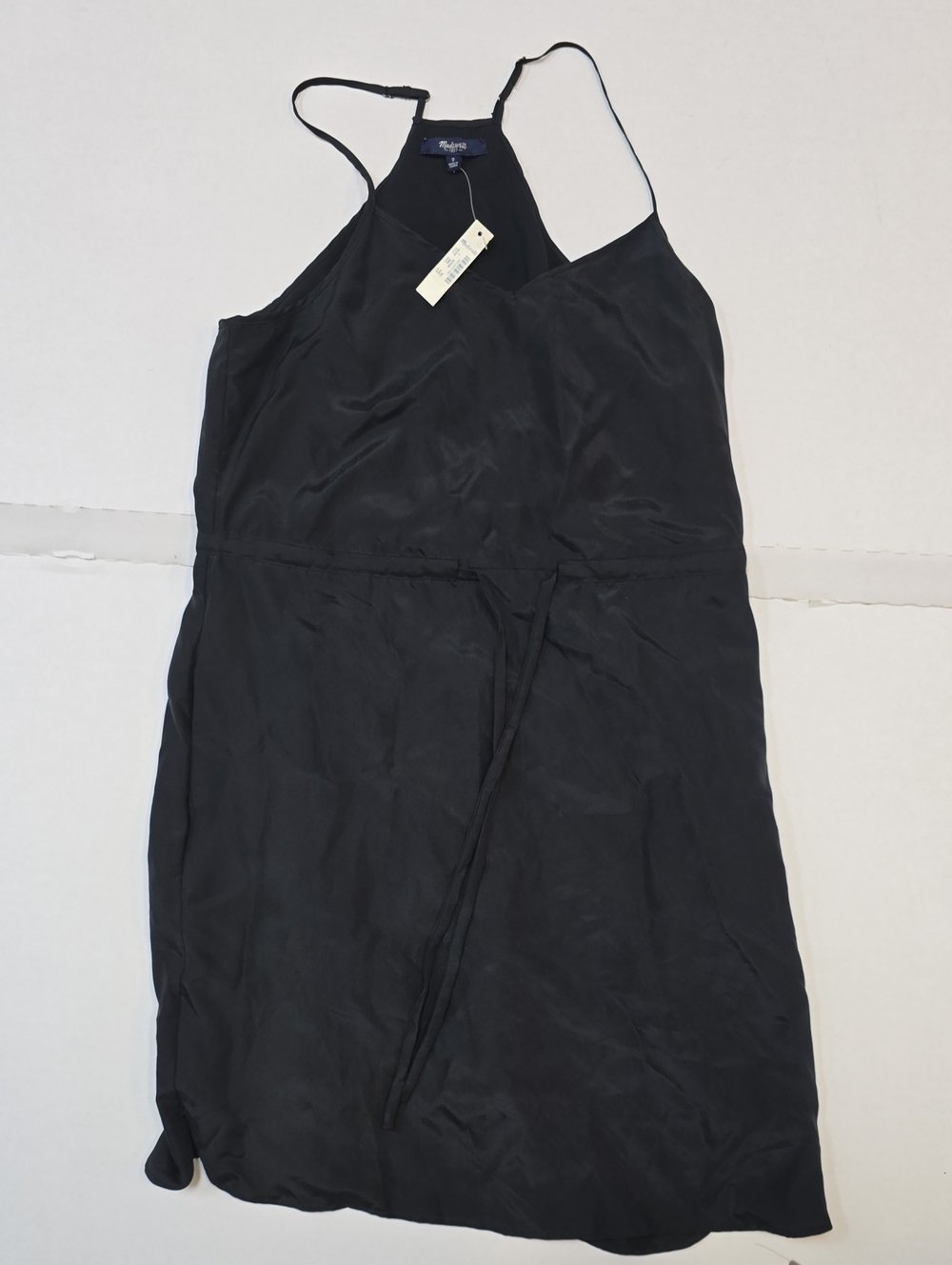 Madewell Black Slip Dress with Tie Waist